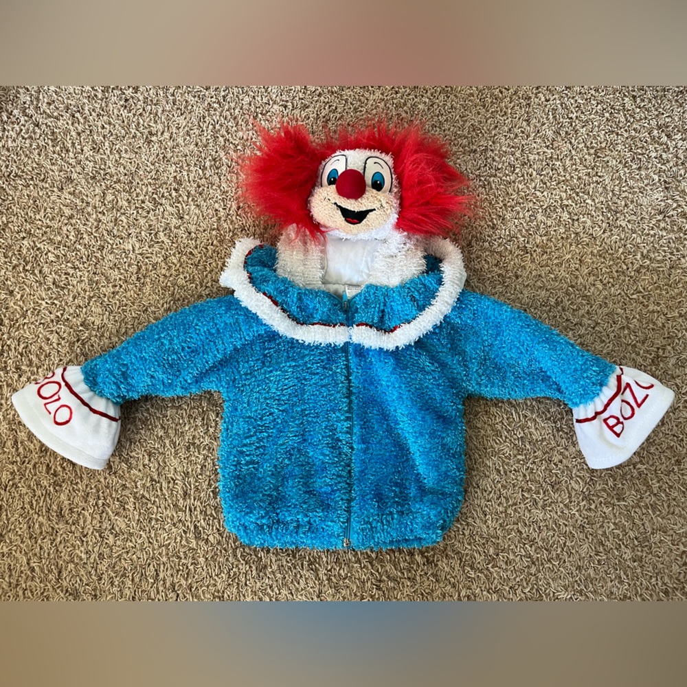 Vintage Bozo The Clown Toddler Size 24 Months Halloween Costume Zip Up Hoodie